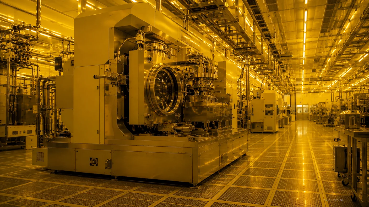 Centro dati con corridoi di rack server illuminati da luce blu, cavi in fibra ottica intrecciati e pannelli metallici lucidi in prospettiva.