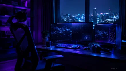Circuiti stampati verdi con chip AI sovrapposti, illuminazione tecnica fredda, dettaglio macro elettronico ad alta risoluzione.